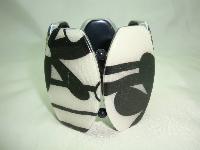 Wide Black and White Abstract Floral Design Acrylic Cuff Bracelet Fab!