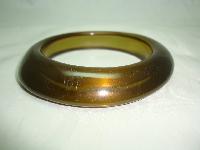 Vintage 70s Unusual Clear Olive Green Lucite Irregular Shaped Bangle 
