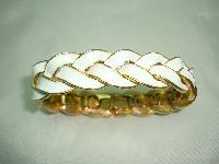 Vintage 80s Fab Quality White Enamel Goldtone Plait Design Bracelet 