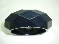 Stunning Black Chunky Diamond Cut Plastic Acrylic Wide Bangle Stylish