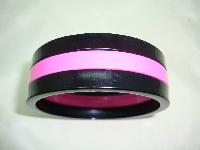 Vintage 80s Wide Black and Neon Pink Striped Lucite Plastic Bangle 