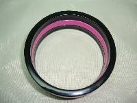 Vintage 80s Wide Black and Neon Pink Striped Lucite Plastic Bangle 