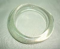 Vintage 70s Quirky and Fun Clear Lucite Sparkle Glitter Chunky Bangle
