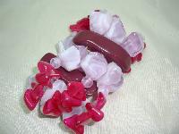 Fabulous Chunky Shades of Pink and Maroon Lucite Stretch Cuff Bracelet