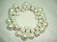 Vintage 50s Style Glass Faux Pearl Bead Dropper Style Stretch Bracelet