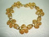 Vintage 80s Signed Napier Fancy Floral Link Design Goldplated Bracelet
