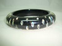 Vintage 50s Style Clear Lucite AB Diamante Sparkle Black Bangle