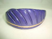 Vintage 50s Curvy Purple Moonglow Lucite Carved Gold Bangle Super!