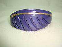Vintage 50s Curvy Purple Moonglow Lucite Carved Gold Bangle Super!