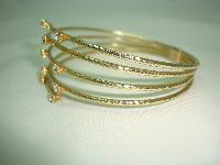 Vintage 50s Wide Spiral Design Diamante Encrusted Goldtone Bangle