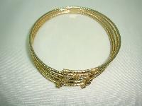Vintage 50s Wide Spiral Design Diamante Encrusted Goldtone Bangle