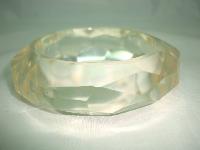 Attractive Chunky Clear Lucite Acrylic Diamand Cut Faceted Bangle Wow!