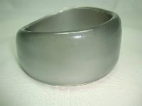 Fabulous Chunky Silver Grey  Lucite Acrylic Moonglow  Wide Bangle