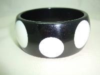 Quirky and Fun Chunky Wide Black and White Spot Plastic Bangle 
