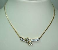 1950s Attwood & Sawyer Diamante Floral Gold Necklace