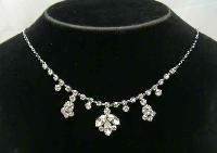 Vintage 50s Sparkling Diamante Flower Necklace on Chain