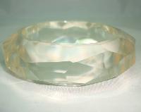 Attractive Chunky Clear Lucite Acrylic Diamand Cut Faceted Bangle Wow!
