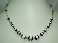 Art Deco Rolled Gold Link Black & Silver Foil Glass Bead Necklace