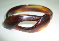 Vintage 30s Art Deco Amber Brown Lucite Snake Wrap Bangle Bracelet