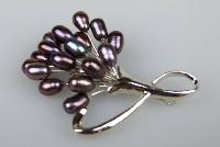 Beautiful Real Black Freshwater Pearl Flower Spray Figural Brooch