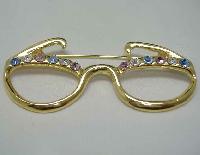 Vintage 80s Diamante Dame Edna Spectacles Brooch FUN!