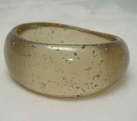 Vintage 80s Wide Gold Lucite Confetti Bangle Bracelet