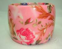 Stunning Wide Chunky Pink Flower Print Design Acrylic Cuff Bangle Fab!