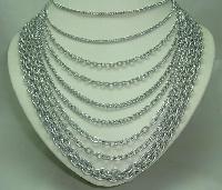 Vintage 50s Fab 9 Row Graduating Silver Chain Necklace