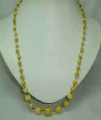 Vintage Art Deco Rolled Gold Link Yellow Star Glass Bead Necklace WOW