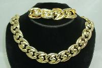 Vintage 80s Chunky Gold Link Necklace & Bracelet Set 