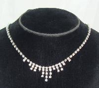 Vintage 50s Sparkling Diamante Graduated Drop Necklace
