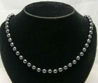 Vintage 50s Real Hematite Hand Knotted Bead Necklace