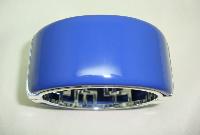Quality Heavy Blue Acrylic Silvertone Wide Clamper Cuff Bangle Fab!