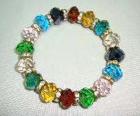 Beautiful Multicoloured Crystal and Diamanate Bead Stretch Bracelet  