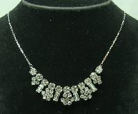 Vintage 50s Sparkling Diamante Paste Flower Drop Necklace on Chain Pretty