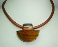 Unique Contemporary Chunky Tigers Eye Pendant Collar Necklace 