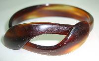 Vintage 30s Art Deco Amber Brown Lucite Snake Wrap Bangle Bracelet