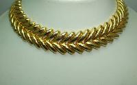 50s Signed Heavy Fancy Link Gold Articulated Collar Designer Necklace 