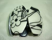Wide Black and White Abstract Floral Design Acrylic Cuff Bracelet Fab!