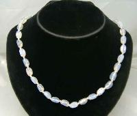 Vintage 30s Opaline Glass Bead Hand Knotted Necklace