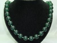 Vintage 50s Chunky Green Lucite Moonglow Bead Necklace