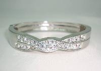 Vintage 80s Fabulous Diamante SilverTwist Style Hinged Bangle