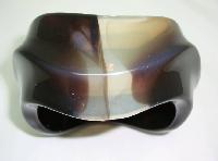 Vintage 80s Chunky Wide Brown Swirl Design Resin Lucite Cuff Bangle 