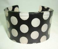 Quirky Black and Clear Spotty Acrylic Lucite Cuff Bangle Super Cute!