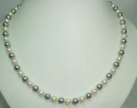 Quality Grey and White Simulated Pearl Necklace Sterling Silver Clasp 