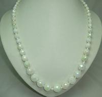 Vintage 50s Graduating White AB Glass Bead Necklace