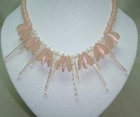 Vintage 70s Contemporary Pretty Pink Lucite Circles Drop Bead Necklace