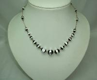 Art Deco Rolled Gold Link Black & Silver Foil Glass Bead Necklace