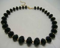 1950s Chunky Sparkling Black Lucite Bead Necklace WOW