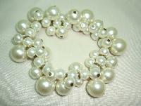 Vintage 50s Style Glass Faux Pearl Bead Dropper Style Stretch Bracelet